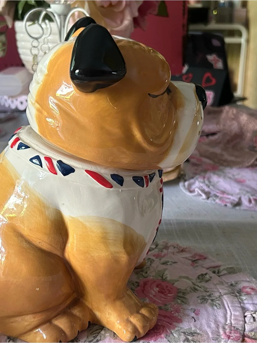 Vintage Ceramic English Bulldog Cookie Jar Mid-Century Novelty Kitchen Decor